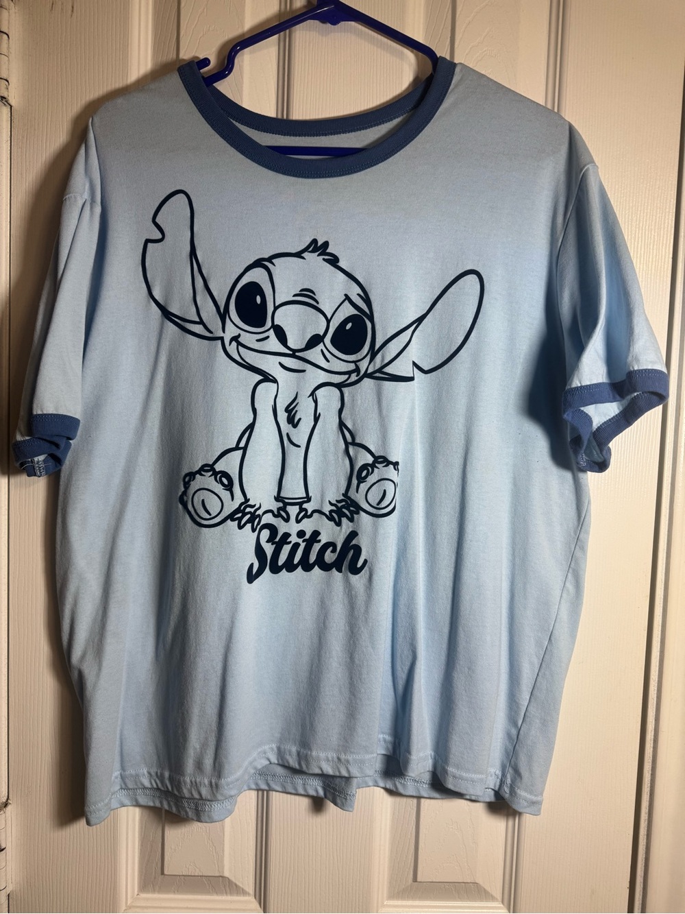 Blue Tee with Navy Stitch Graphic